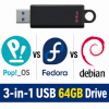 Linux USB Triple Pack (Pop OS vs Fedora vs Debian)